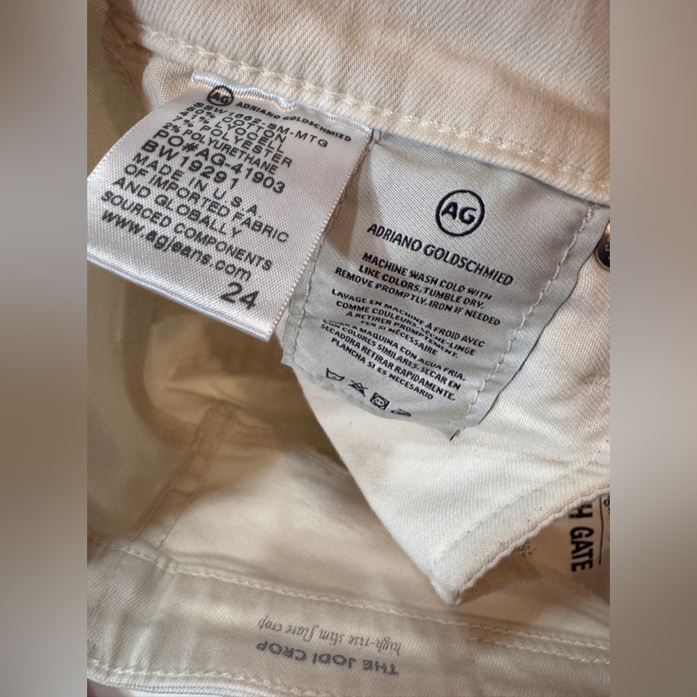 AG Adriano Goldschmied The Jodi Crop high-rise slim flare Ivory Center Seam EUC - Picture 7 of 7